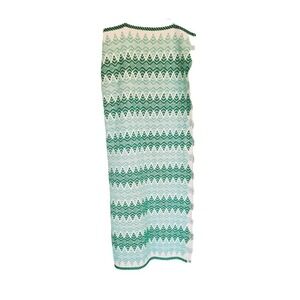 Swedish‎ Woven Afghan cream green and blue geometric design 57x48